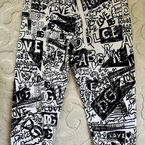Dolce & Gabbana Black and White Graffiti Track Pants